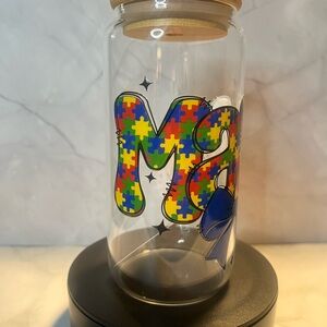 MaMa Autism Awareness Glass Tumbler